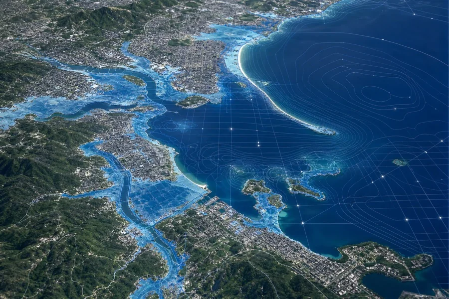 Coastal flood risk model visualization
